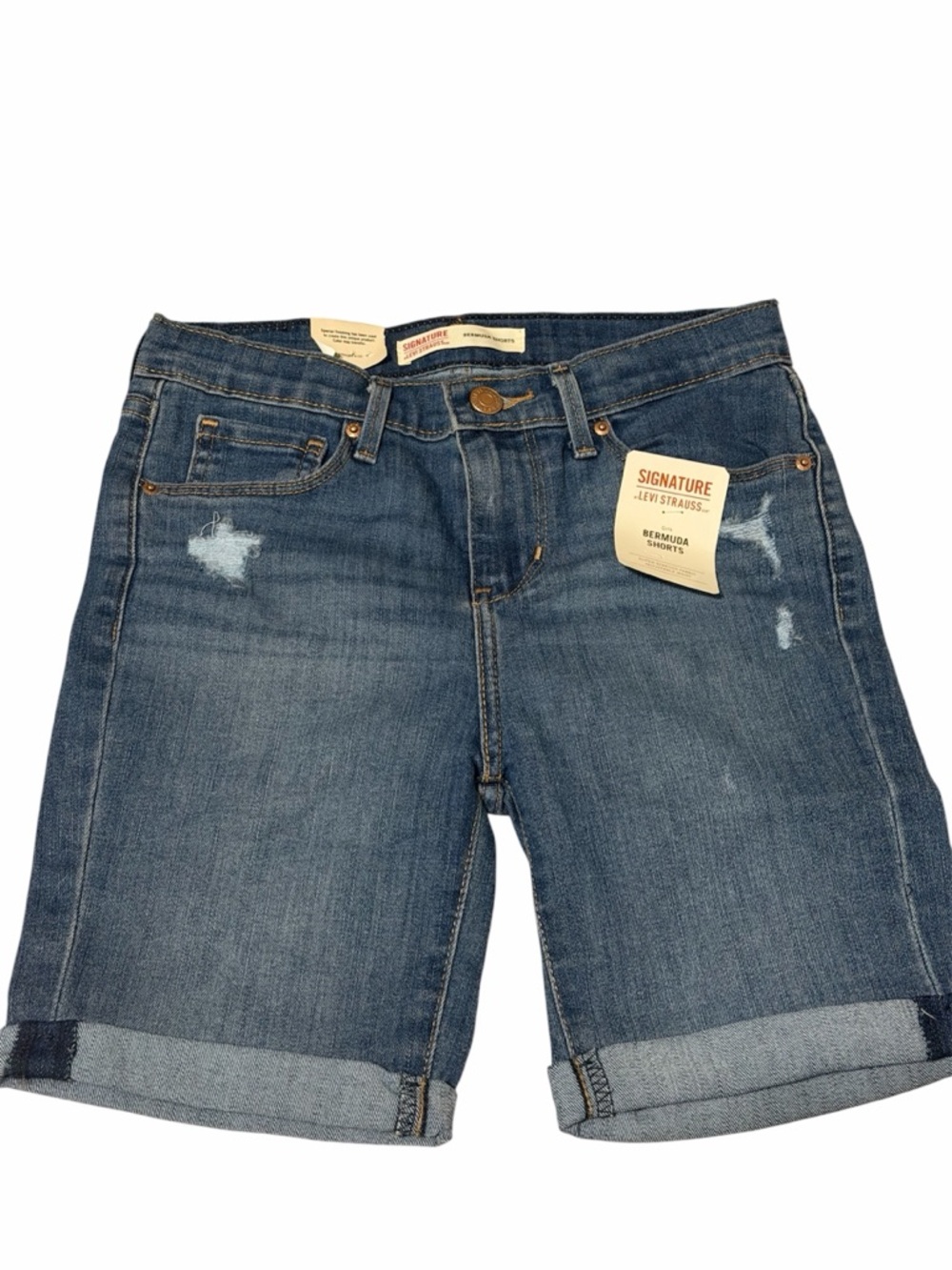 Signature Levi's Girls Denim Bermuda Shorts - Medium Blue - NWT